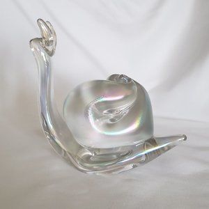 Vintage Silvestri Snail Figurine/Paperweight Opalescent-Iridescent Color 4 1/2"L